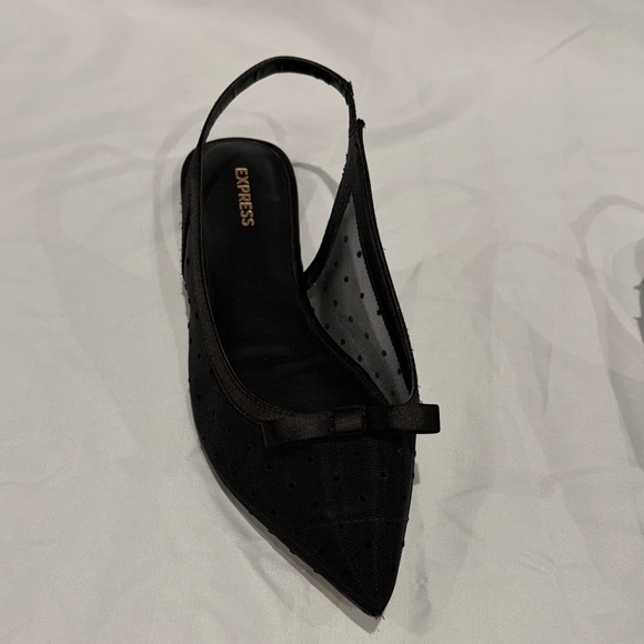 Express Black Pointed Slingback Flats - Picture 4 of 6